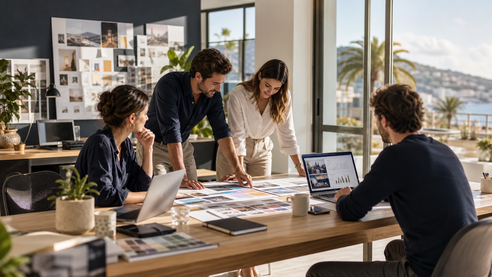 Equipe d'agence de communication à Nice travaillant sur le branding, le contenu et la publicité digitale