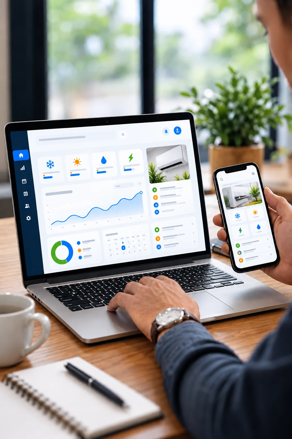 Interface d'une application web sur mesure affichée sur ordinateur et tablette